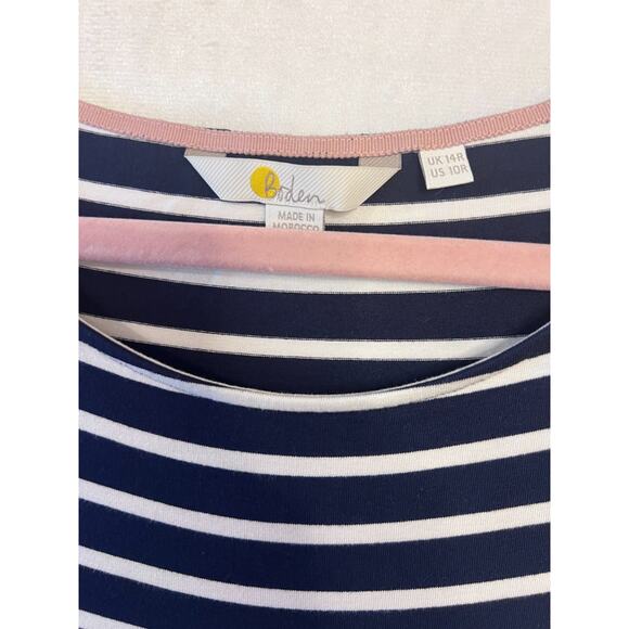 Boden Short Sleeve Dress Navy Blue With White Stripes Size 10R Easy Comfy - Picture 7 of 8